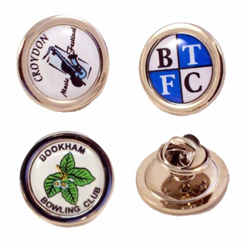 Superior Badge 16mm round silv clutch and printed dome